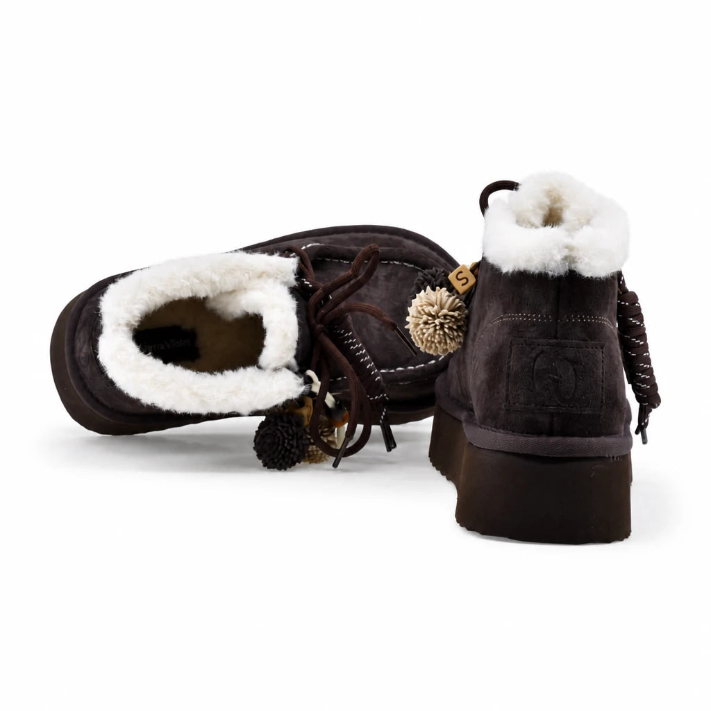 Ghete dama casual Anna Viotti piele intoarsa D121-DS5228 maro