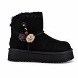 Ghete dama casual Anna Viotti piele intoarsa D121-DS5382A negre