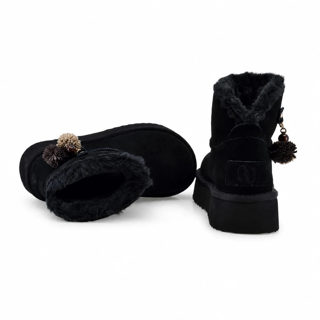 Ghete dama casual Anna Viotti piele intoarsa D121-DS5382A negre