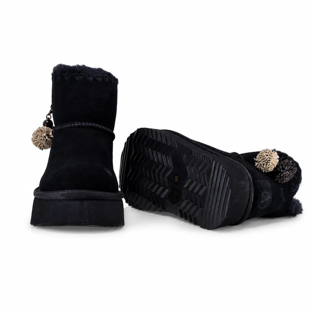 Ghete dama casual Anna Viotti piele intoarsa D121-DS5382A negre