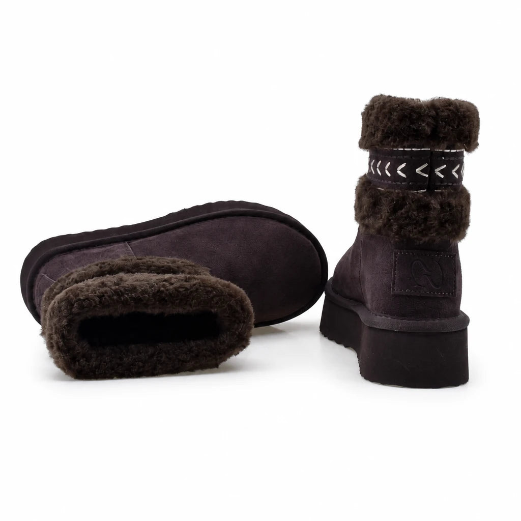 Ghete dama casual Anna Viotti piele intoarsa D121-LB9713 chocolate