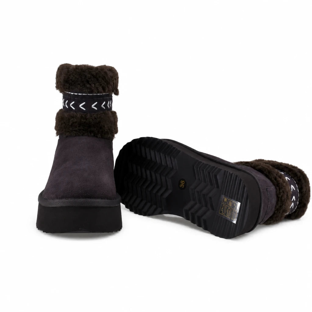 Ghete dama casual Anna Viotti piele intoarsa D121-LB9713 chocolate