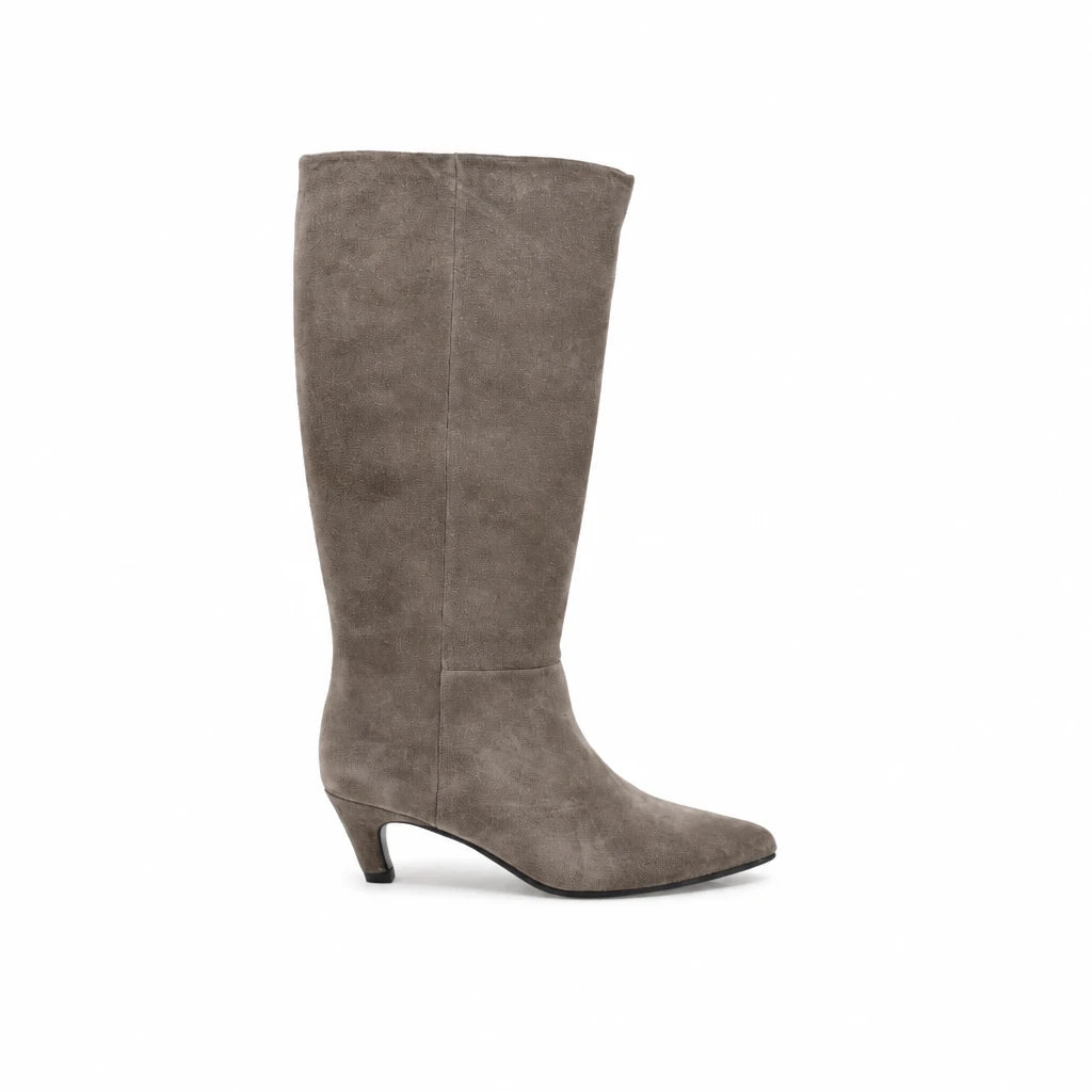 Cizme dama elegante Anna Viotti piele intoarsa D115-X20257-10R kaki