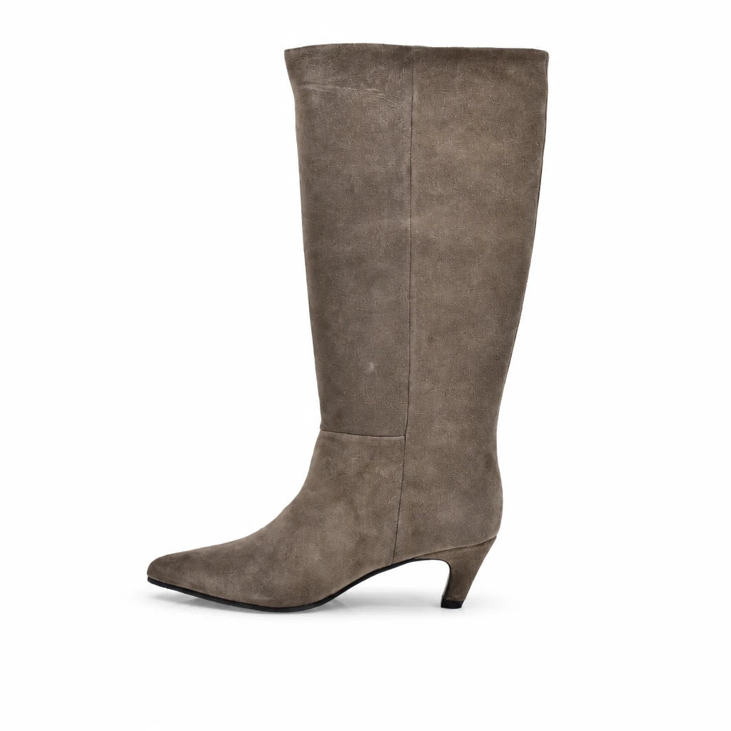 Cizme dama elegante Anna Viotti piele intoarsa D115-X20257-10R kaki