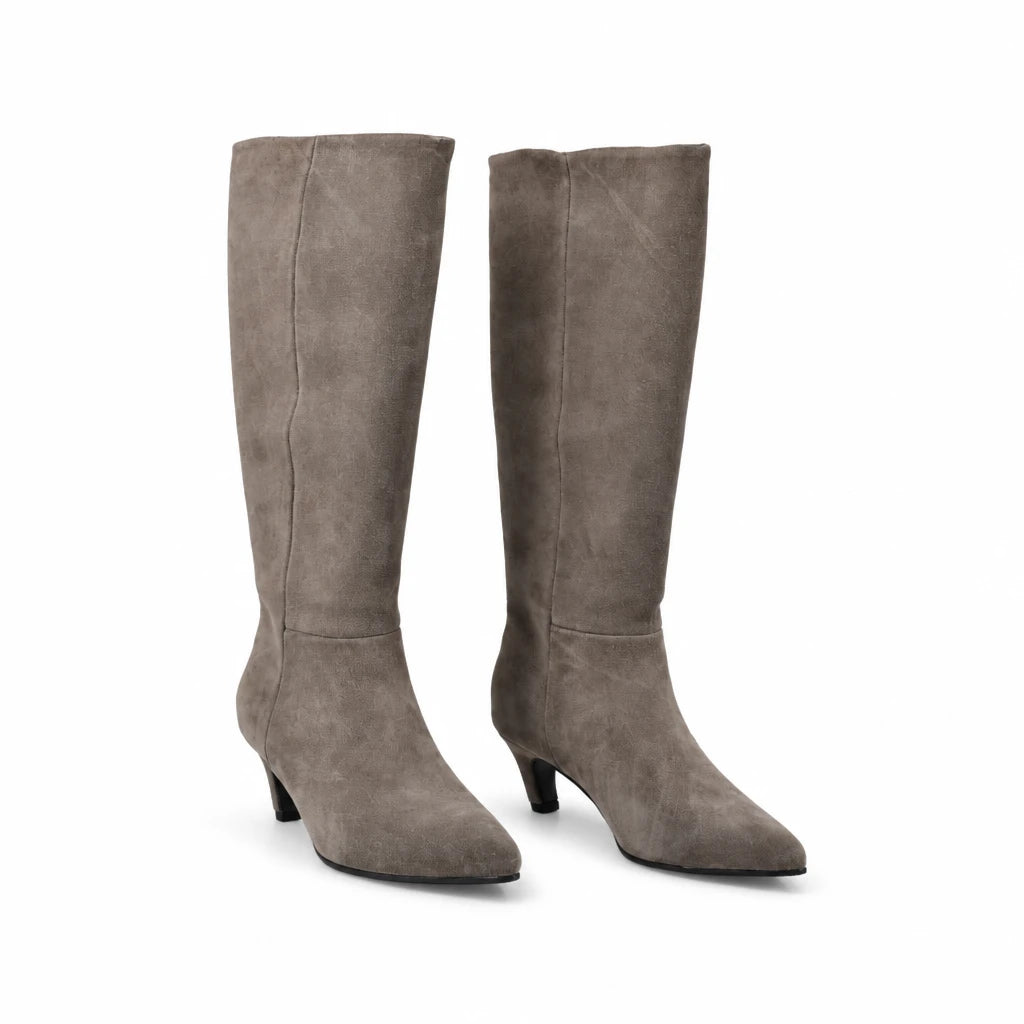 Cizme dama elegante Anna Viotti piele intoarsa D115-X20257-10R kaki