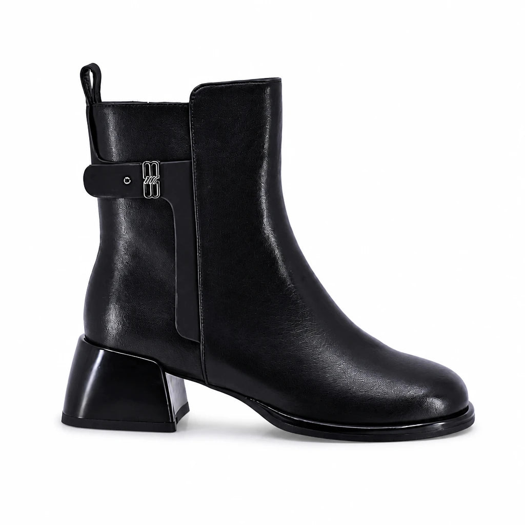 Botine dama elegante Anna Viotti piele naturala D123-Y780-6A752-H686-C165 negre