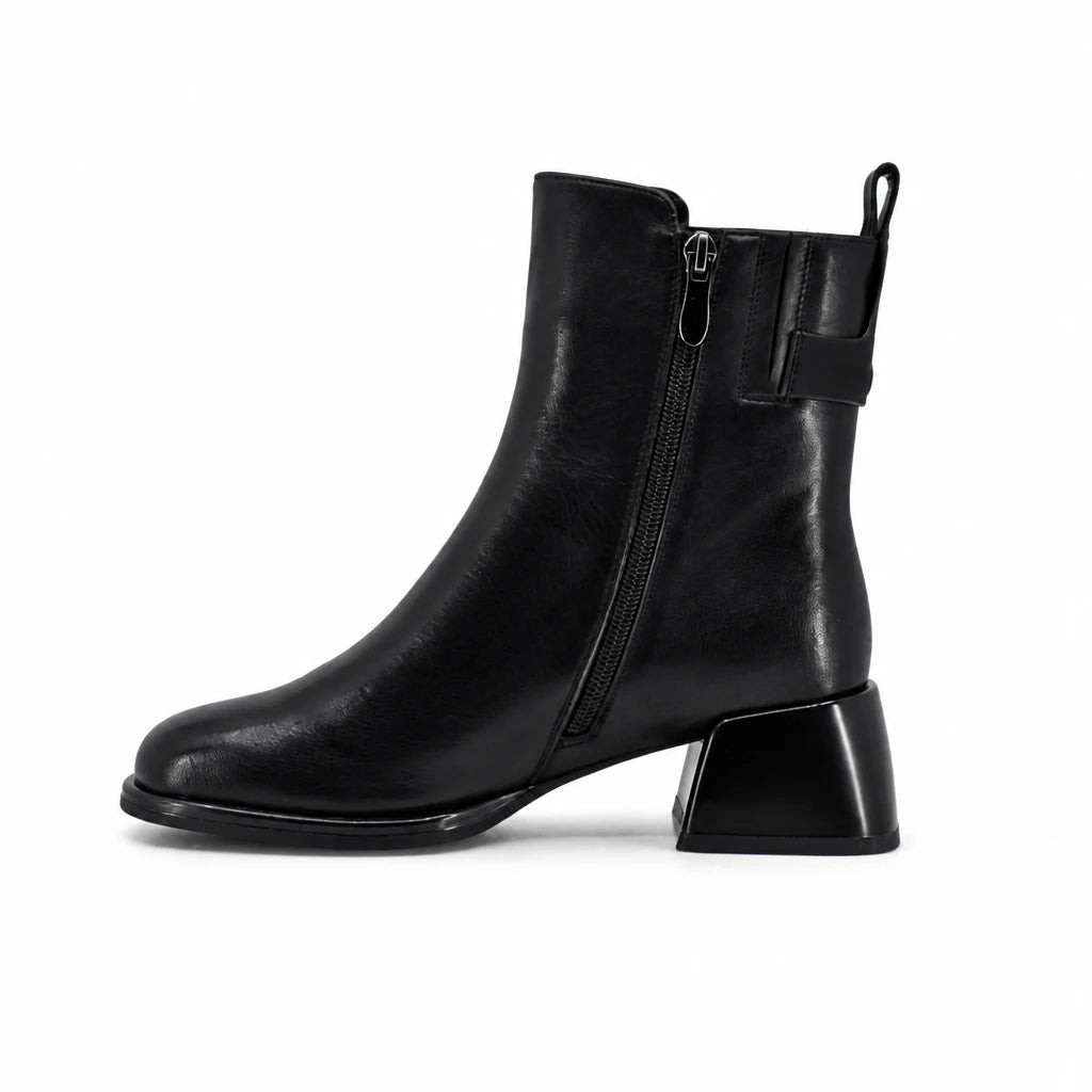 Botine dama elegante Anna Viotti piele naturala D123-Y780-6A752-H686-C165 negre