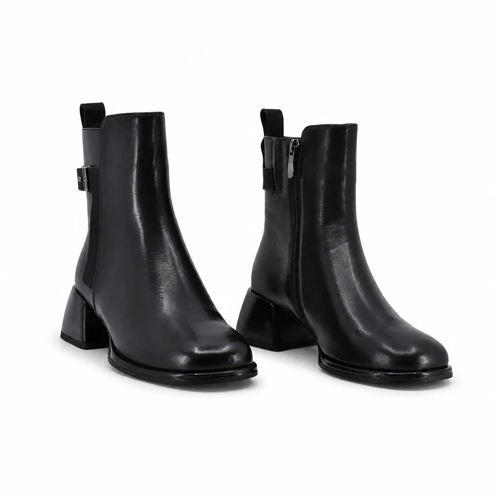 Botine dama elegante Anna Viotti piele naturala D123-Y780-6A752-H686-C165 negre