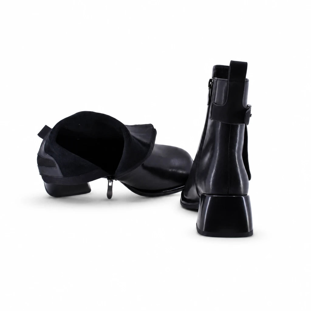 Botine dama elegante Anna Viotti piele naturala D123-Y780-6A752-H686-C165 negre