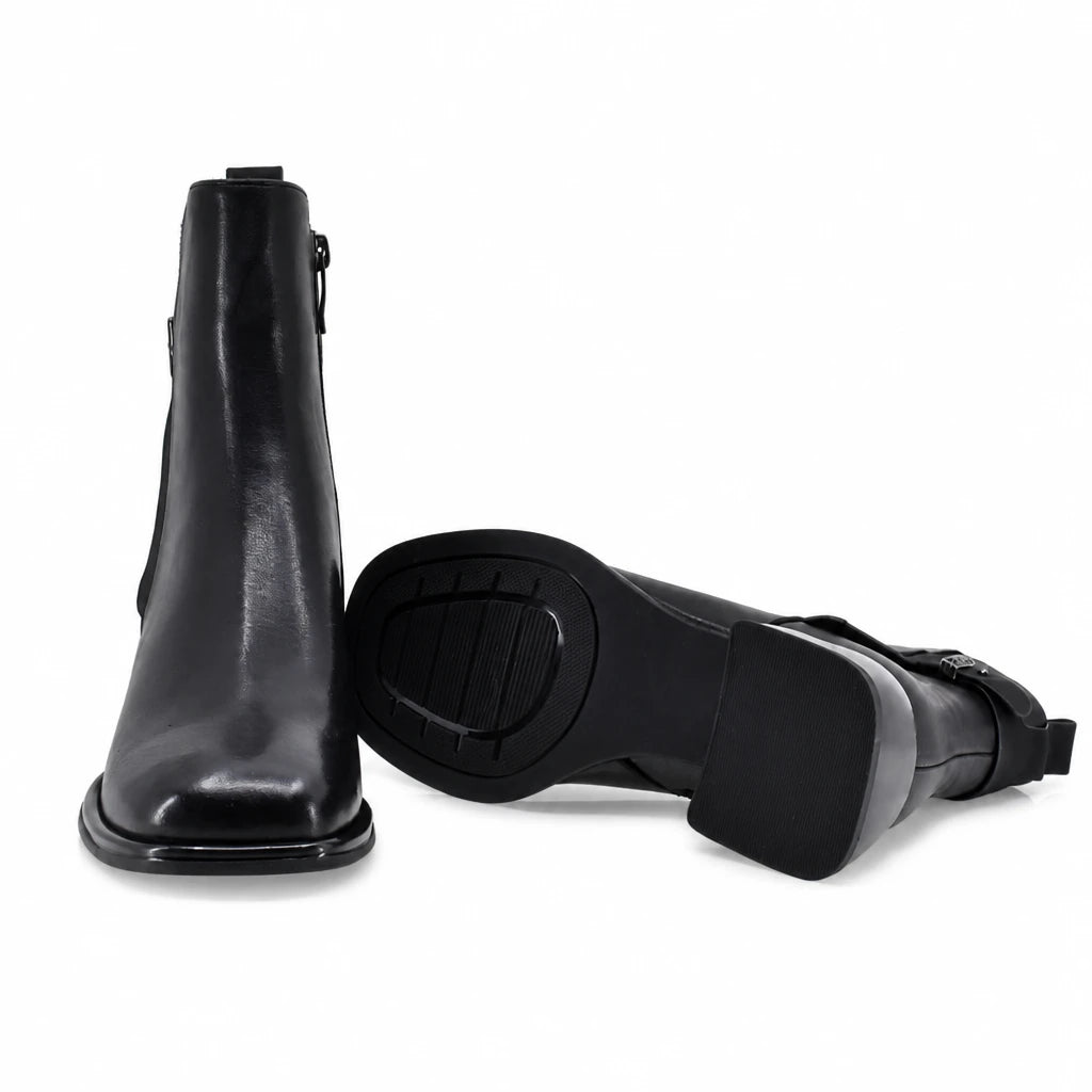 Botine dama elegante Anna Viotti piele naturala D123-Y780-6A752-H686-C165 negre