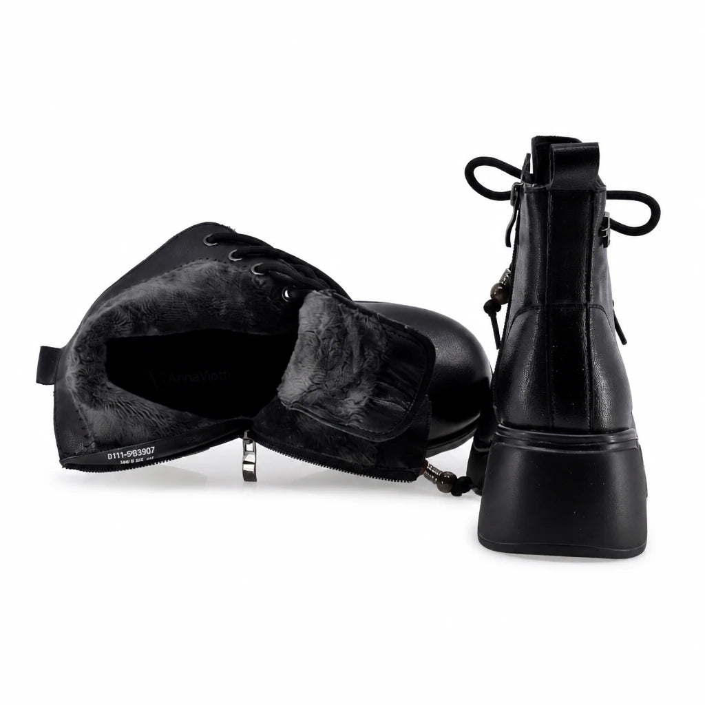 Ghete dama casual Anna Viotti piele naturala D111-5F83907-1 negre