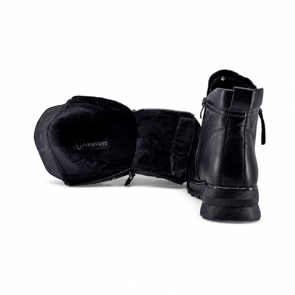 Ghete dama casual Anna Viotti piele naturala D111-G26AW-2-1 negre