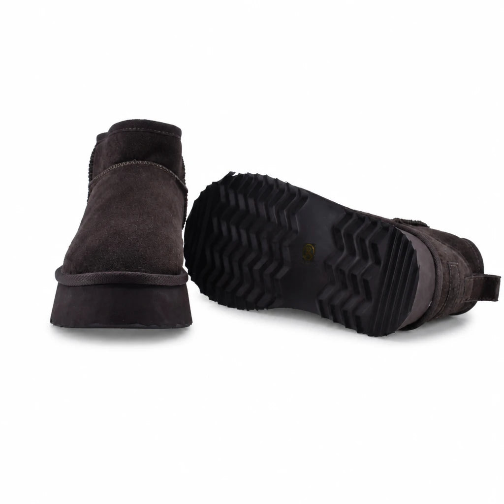 Ghete Dama Casual Anna Viotti Piele Intoarsa D113-MORES DB MINI maro