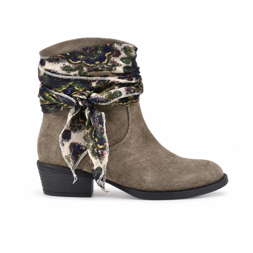 Ghete dama casual Anna Viotti piele intoarsa D115-66100-01R kaki