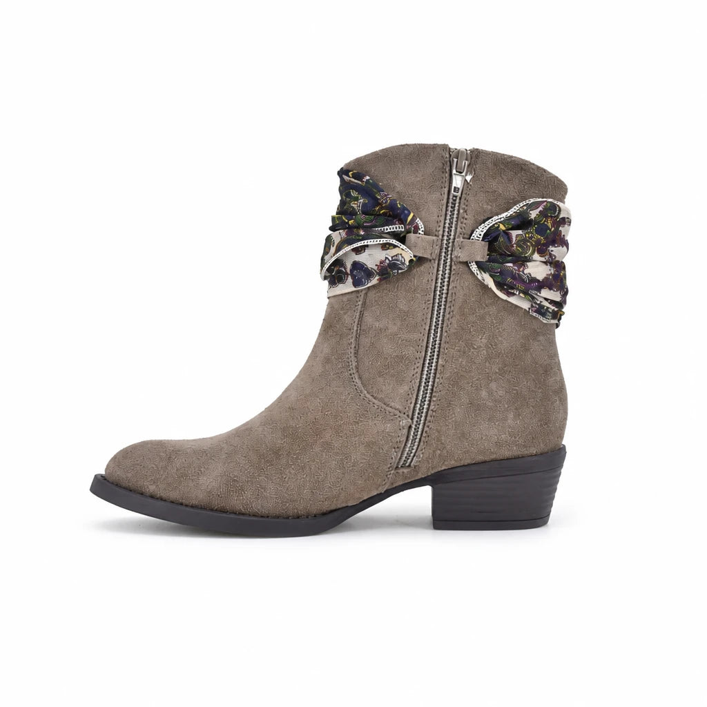Ghete dama casual Anna Viotti piele intoarsa D115-66100-01R kaki