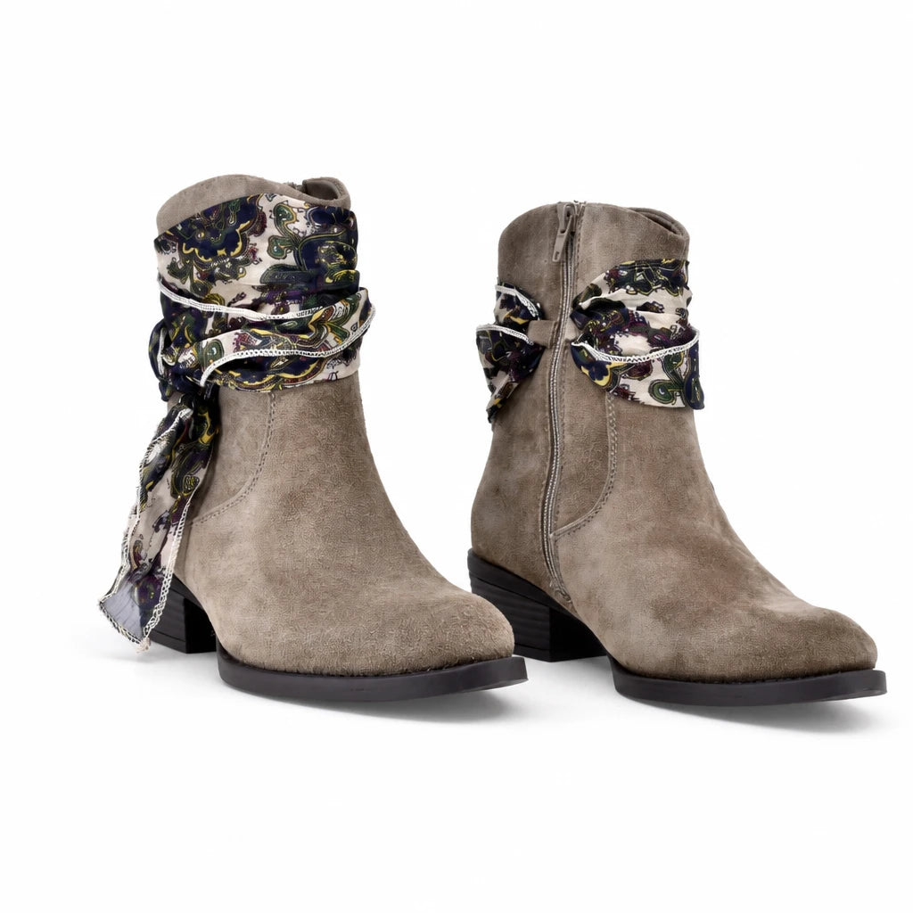 Ghete dama casual Anna Viotti piele intoarsa D115-66100-01R kaki