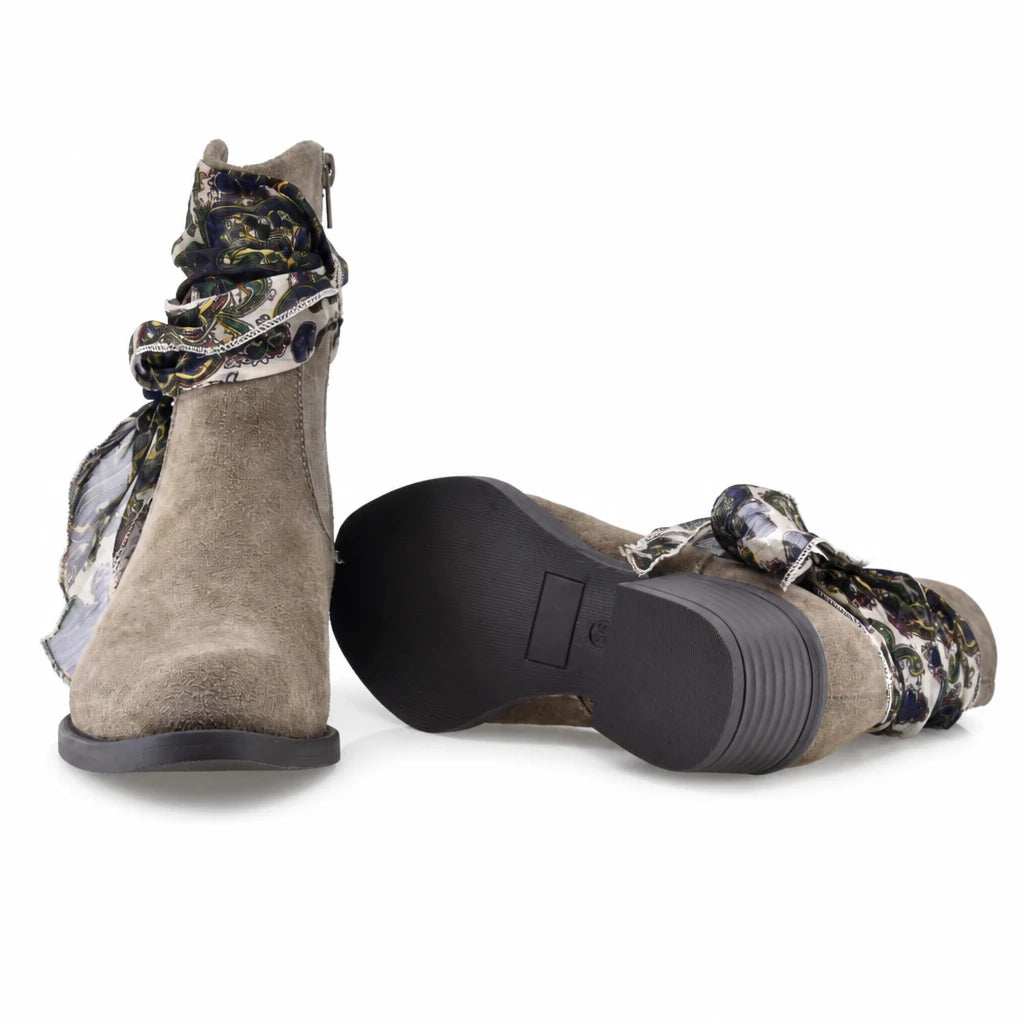 Ghete dama casual Anna Viotti piele intoarsa D115-66100-01R kaki