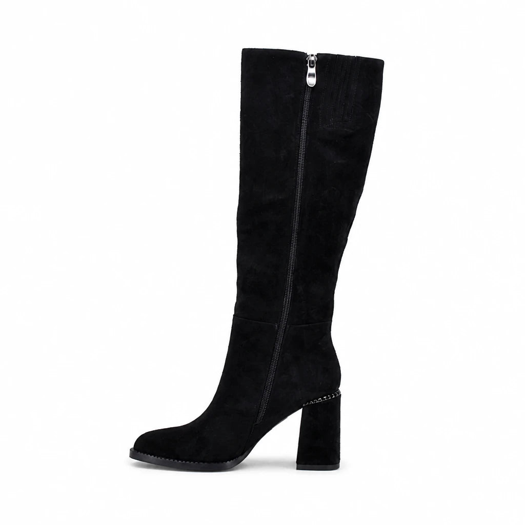 Cizme dama elegante Anna Viotti piele intoarsa D123-M1942-L4212R-2 negre