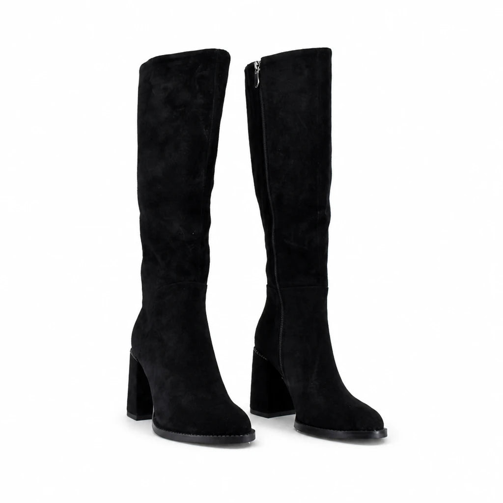 Cizme dama elegante Anna Viotti piele intoarsa D123-M1942-L4212R-2 negre