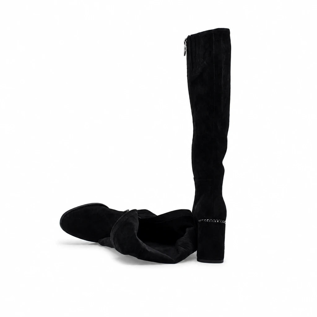 Cizme dama elegante Anna Viotti piele intoarsa D123-M1942-L4212R-2 negre