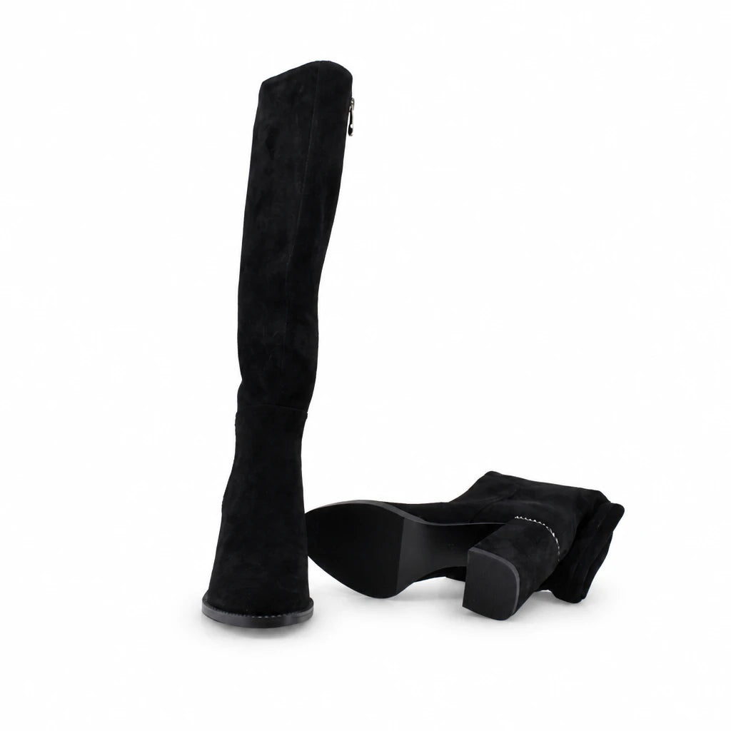 Cizme dama elegante Anna Viotti piele intoarsa D123-M1942-L4212R-2 negre