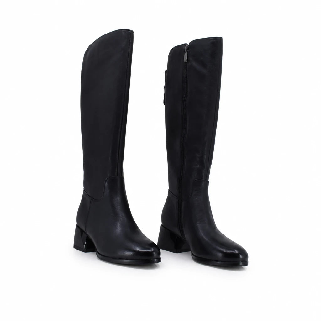 Cizme dama elegante Anna Viotti piele naturala D125-5J225-B03 negre