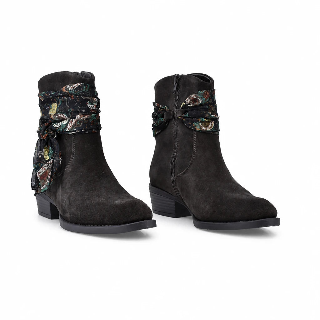 Ghete dama casual Anna Viotti piele intoarsa D115-66100-01R maro