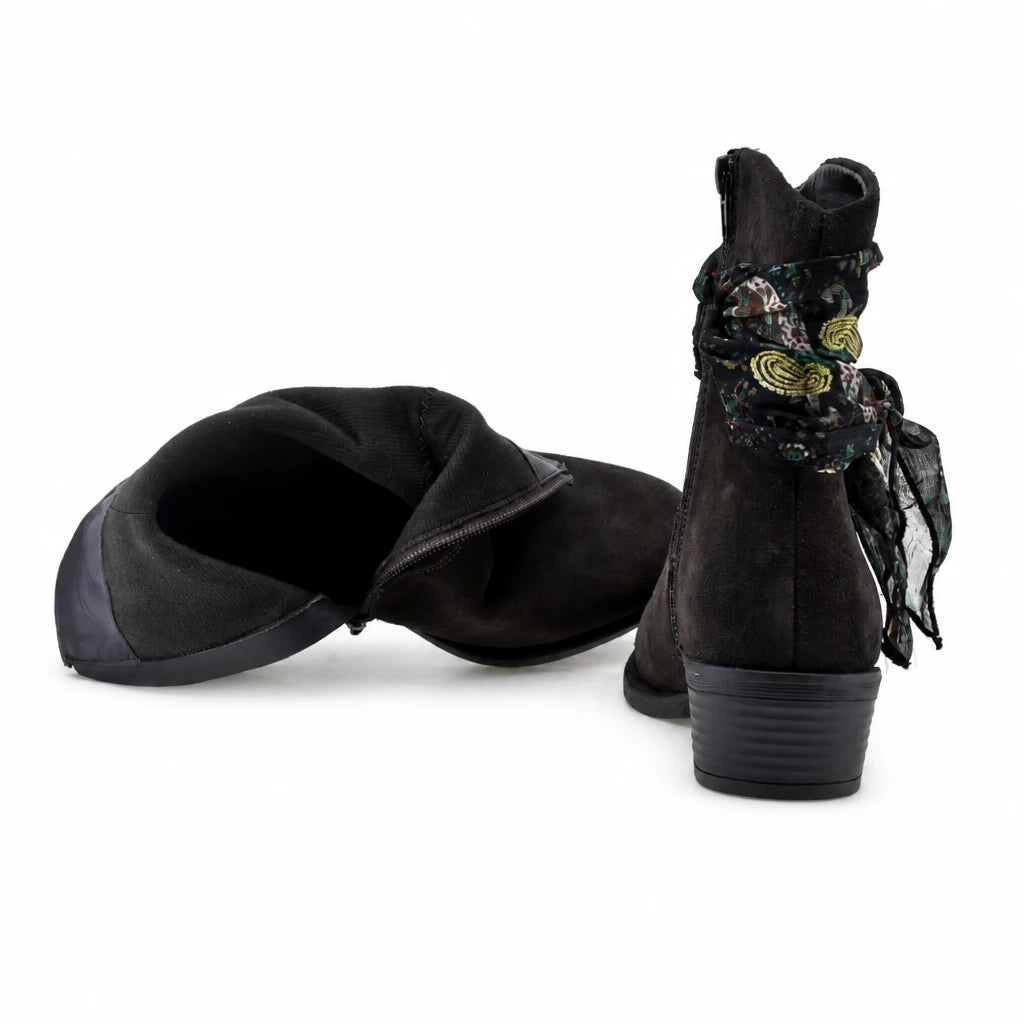 Ghete dama casual Anna Viotti piele intoarsa D115-66100-01R maro
