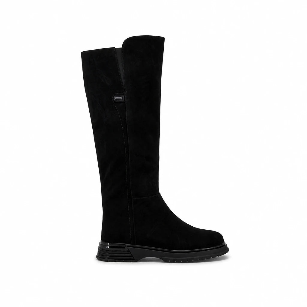 Cizme dama casual Anna Viotti piele intoarsa D123-J16-2FA2687-800-Y36 negre