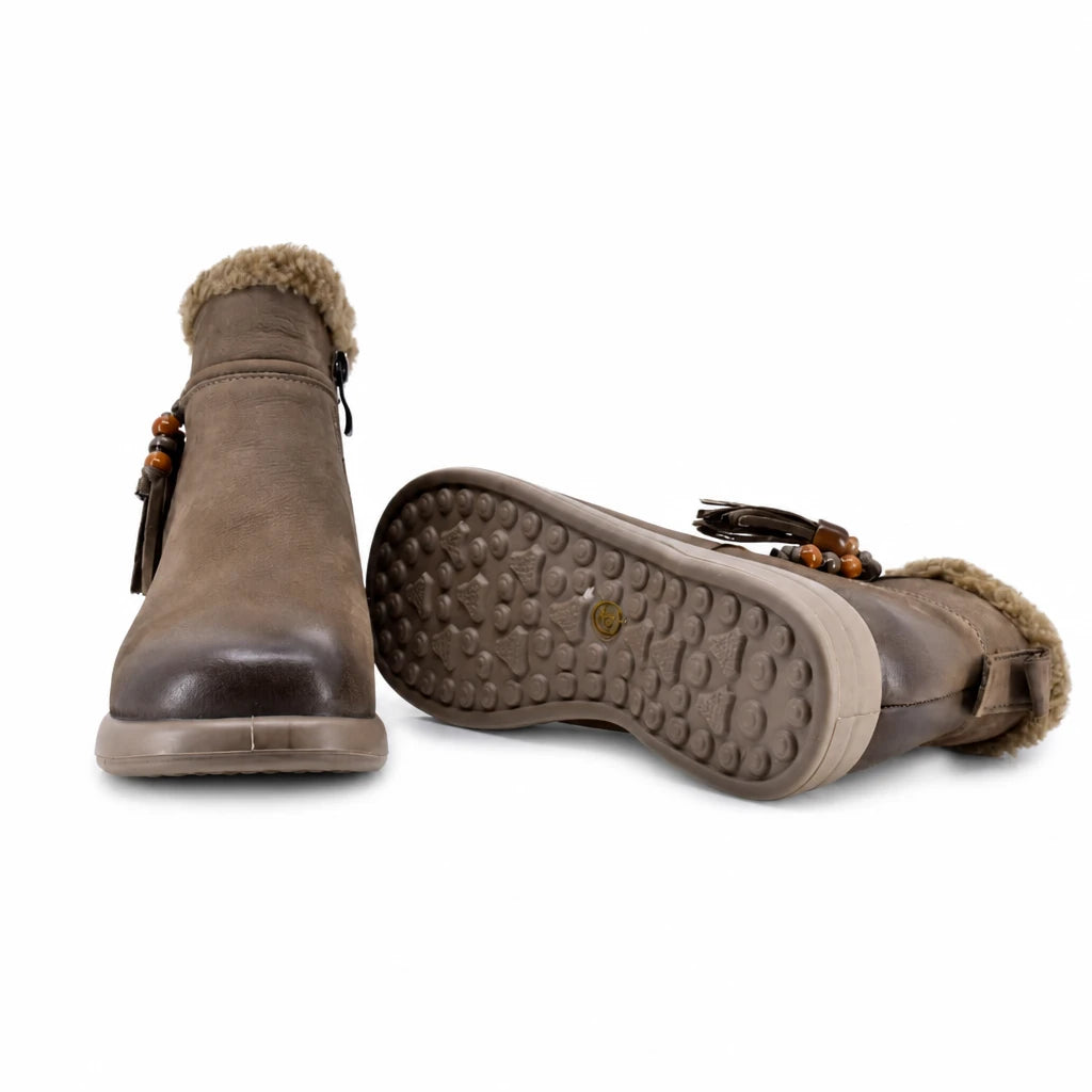 Ghete dama casual Anna Viotti piele nabuc D111-5E52767-107 kaki
