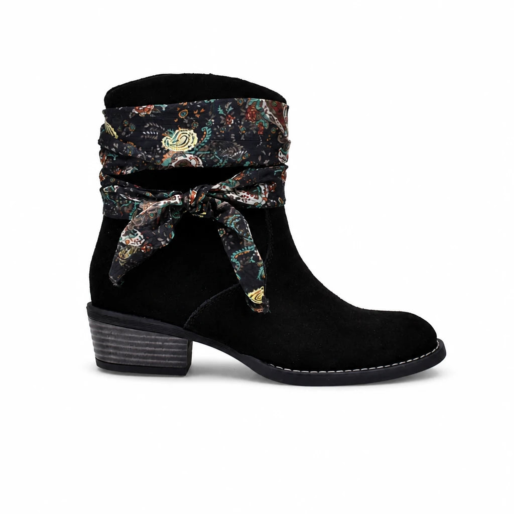 Ghete dama casual Anna Viotti piele intoarsa D115-66100-01R negre