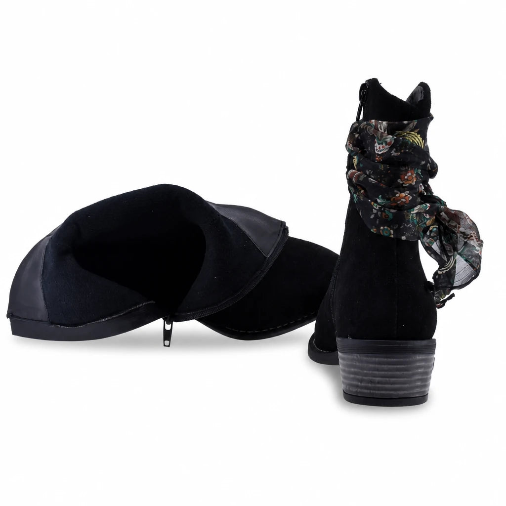 Ghete dama casual Anna Viotti piele intoarsa D115-66100-01R negre