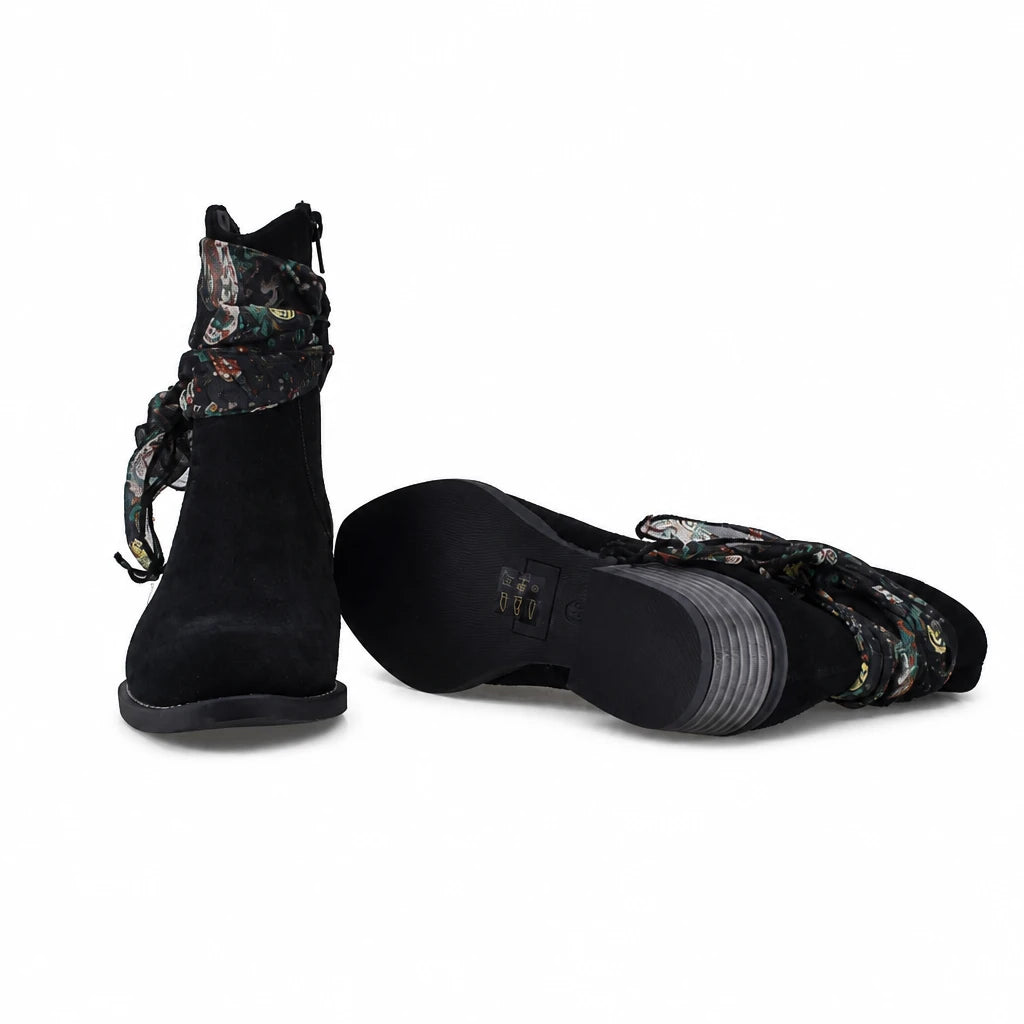 Ghete dama casual Anna Viotti piele intoarsa D115-66100-01R negre