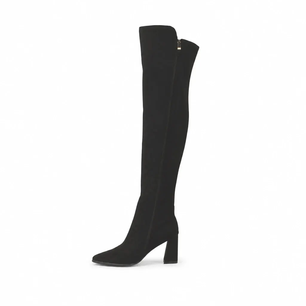 Cizme dama elegante Anna Viotti piele intoarsa D106-7H338-RH2099P-A negre
