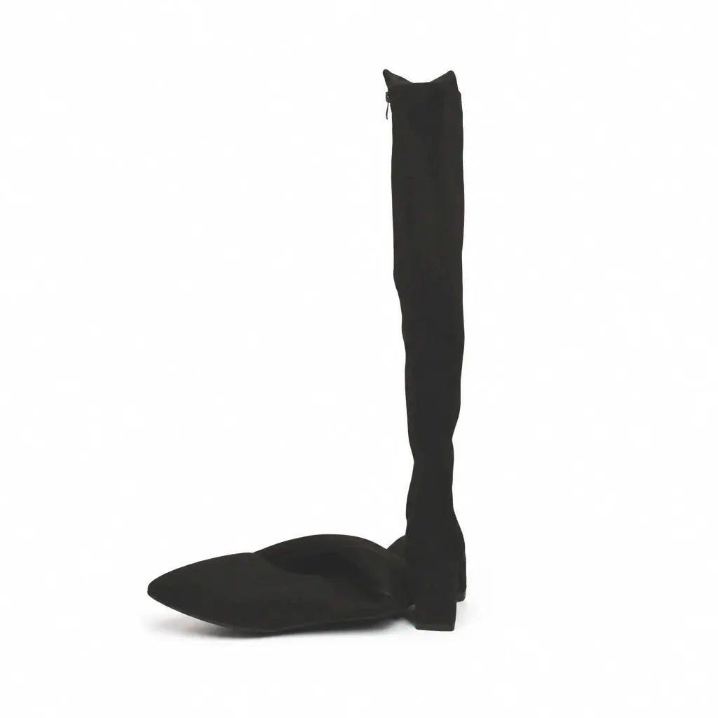 Cizme dama elegante Anna Viotti piele intoarsa D106-7H338-RH2099P-A negre