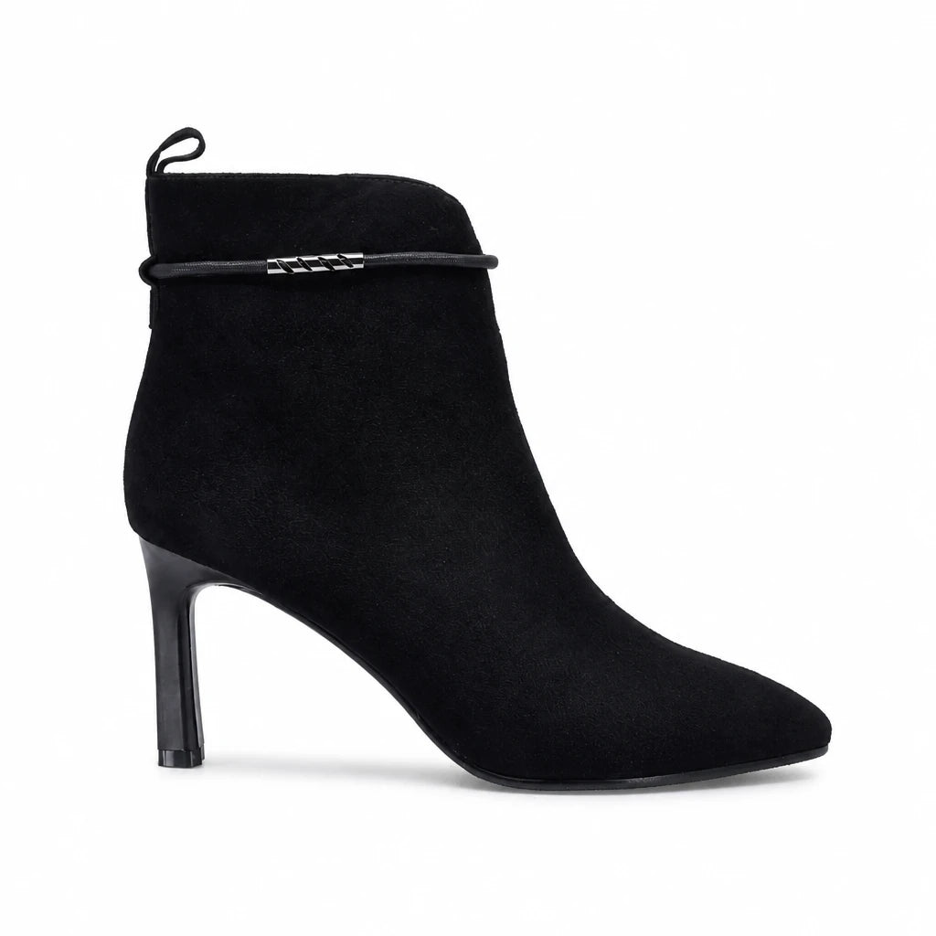 Botine dama elegante Anna Viotti piele intoarsa D106-7Y77-RH2245-HA negre