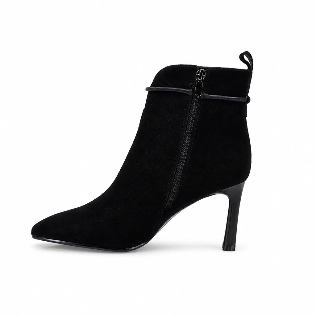 Botine dama elegante Anna Viotti piele intoarsa D106-7Y77-RH2245-HA negre