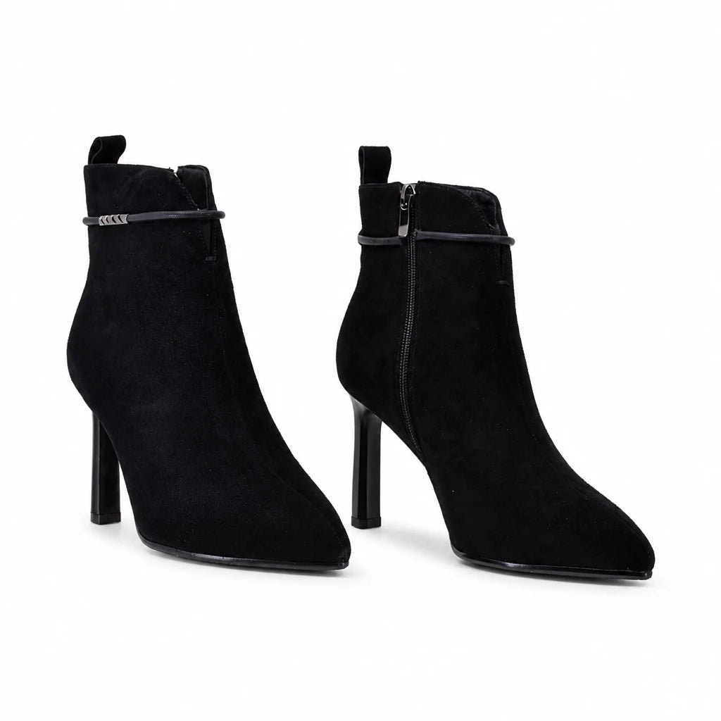 Botine dama elegante Anna Viotti piele intoarsa D106-7Y77-RH2245-HA negre