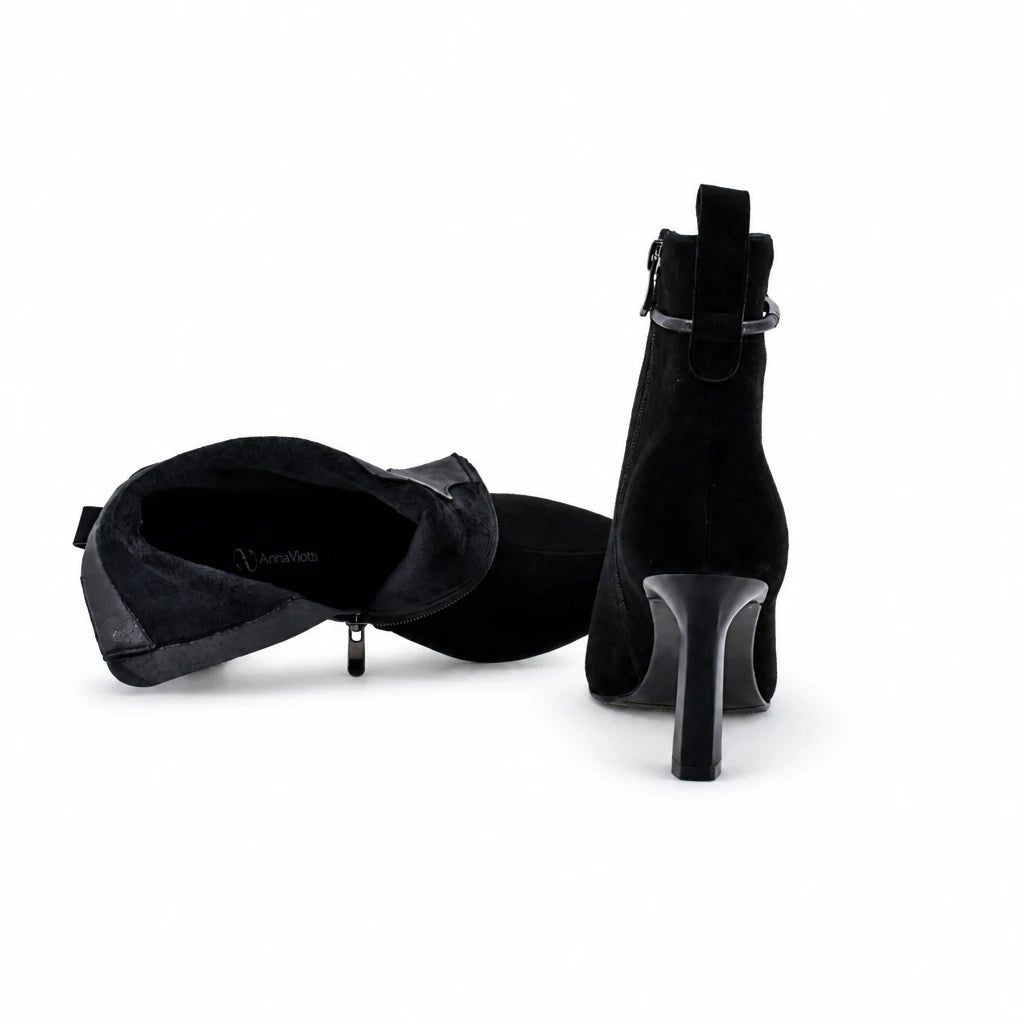 Botine dama elegante Anna Viotti piele intoarsa D106-7Y77-RH2245-HA negre