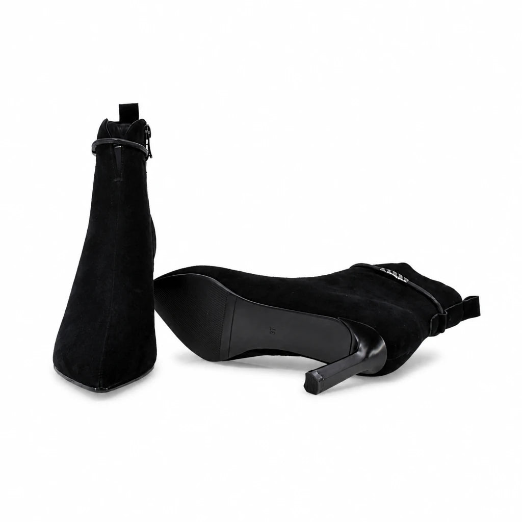 Botine dama elegante Anna Viotti piele intoarsa D106-7Y77-RH2245-HA negre
