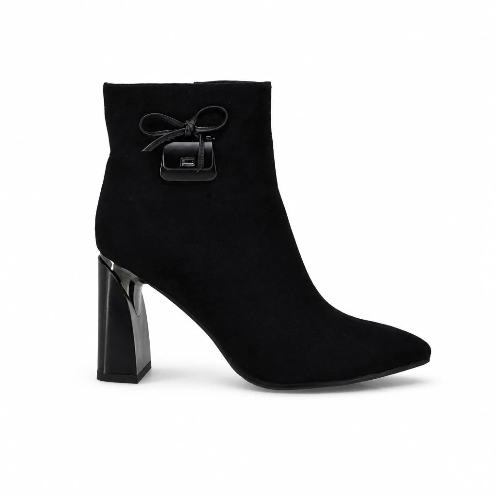 Botine dama elegante Anna Viotti piele intoarsa D106-8B207-RH2057V-HA negre