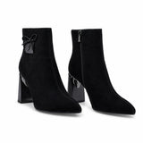 Botine dama elegante Anna Viotti piele intoarsa D106-8B207-RH2057V-HA negre