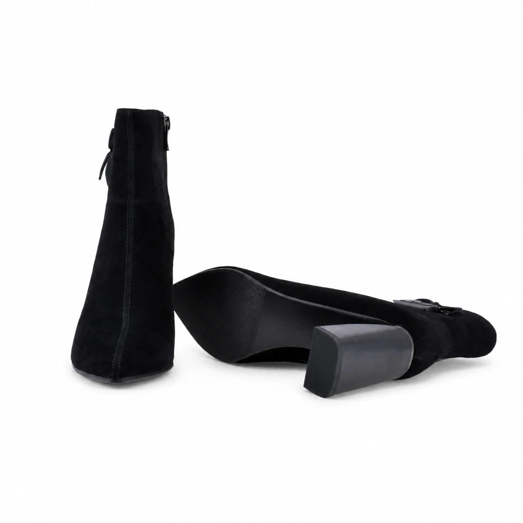Botine dama elegante Anna Viotti piele intoarsa D106-8B207-RH2057V-HA negre