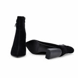 Botine dama elegante Anna Viotti piele intoarsa D106-8B207-RH2057V-HA negre