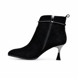 Botine dama elegante Anna Viotti piele intoarsa D106-8H256-RH1808-HA negre