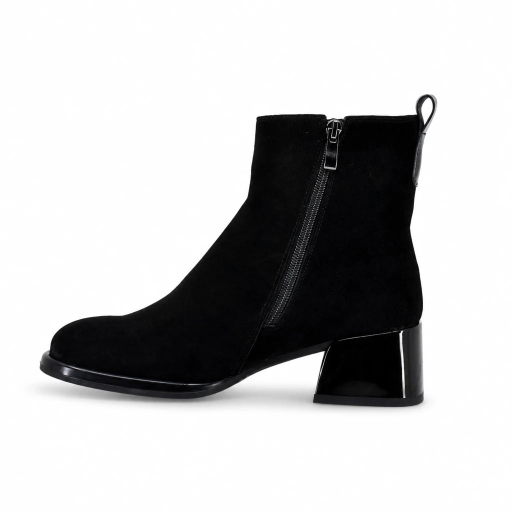 Botine dama elegante Anna Viotti piele intoarsa D106-25102-F3102 negre