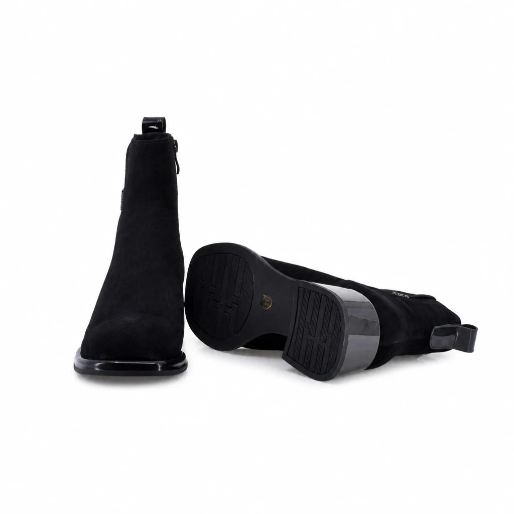 Botine dama elegante Anna Viotti piele intoarsa D106-25102-F3102 negre