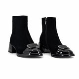 Botine dama elegante Anna Viotti piele intoarsa D106-25102-F3566 negre