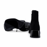 Botine dama elegante Anna Viotti piele intoarsa D106-25102-F3566 negre