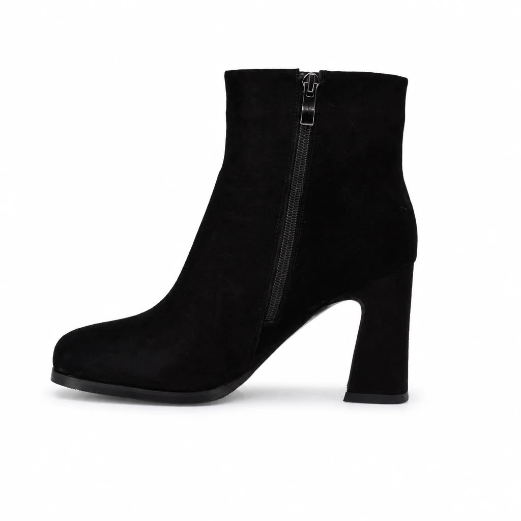 Botine dama elegante Anna Viotti piele intoarsa D106-25423-F3568 negre